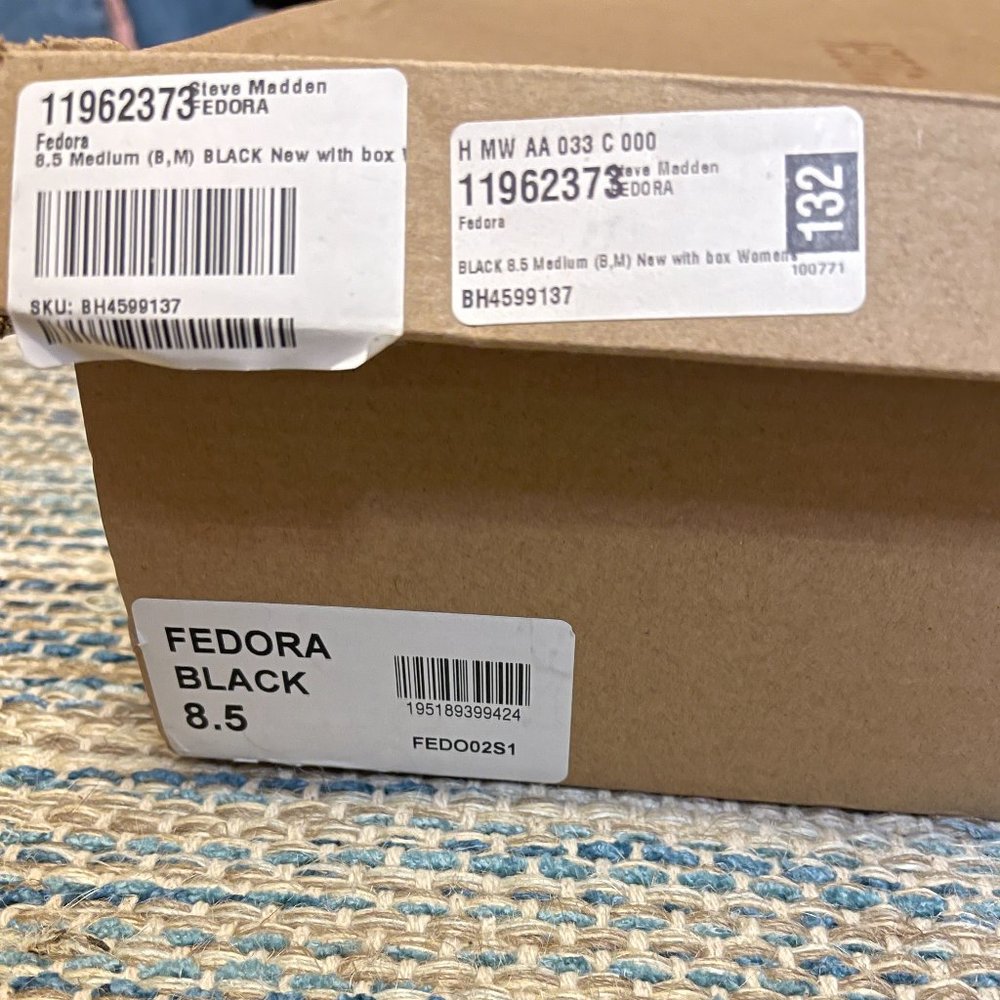 Fedora Black Square Toe Knee High Boots